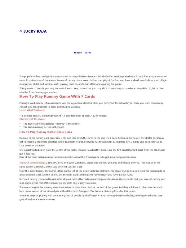 Rummy Tips: Mark Cards by Their Number of Jobs